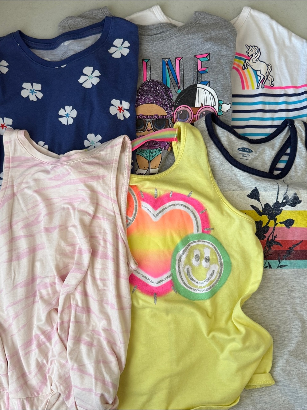 Girls Shirt Lot Size 7/8 Bundle Old Navy LOL Surprise Summer Tops Tees 6 Pcs